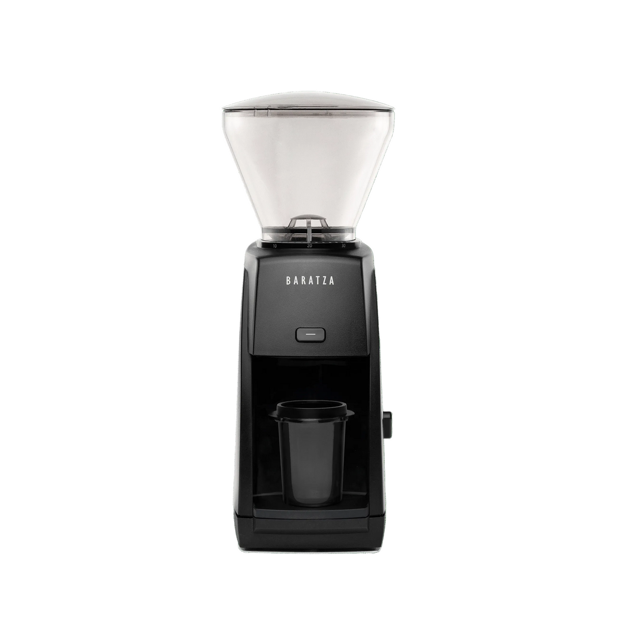 Black Baratza Encore EP coffee grinder with clear hopper.