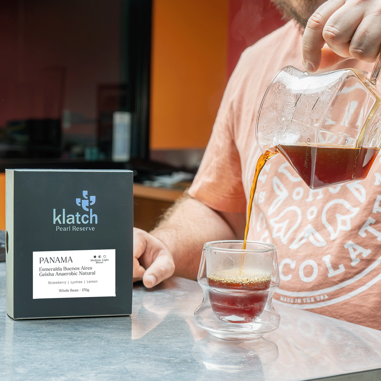 Pouring Panama coffee