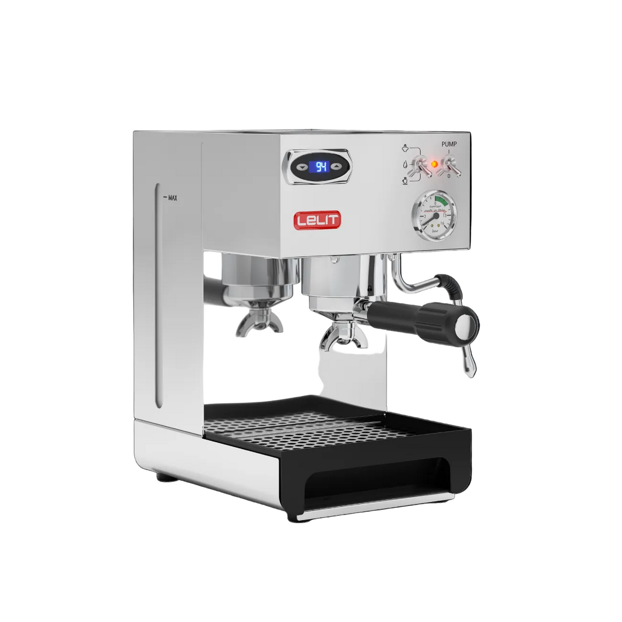 Lelit Anna Espresso Machine with digital display and control panel on a white background