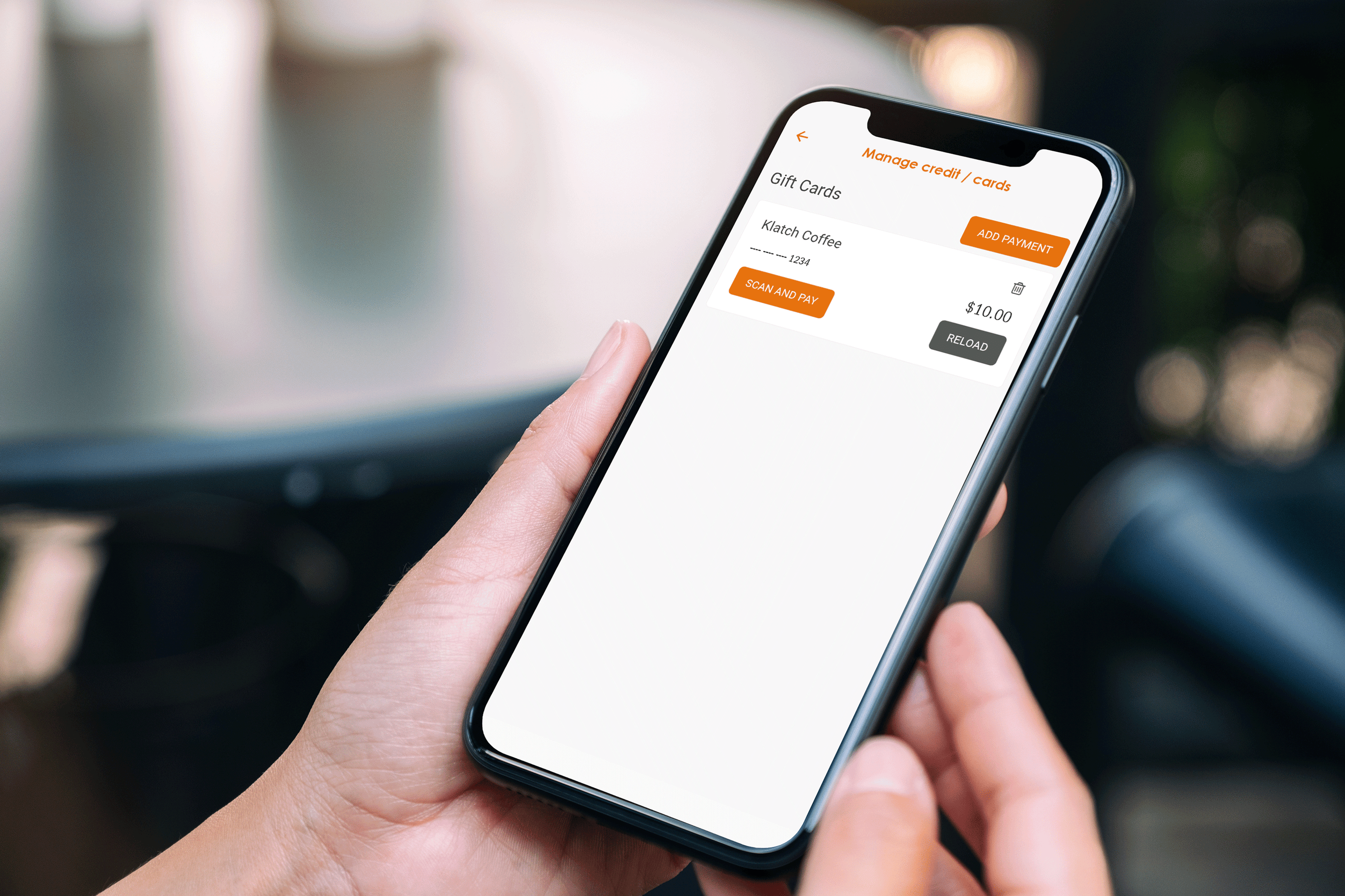 Close-up of a phone screen displaying a manage credit page.
