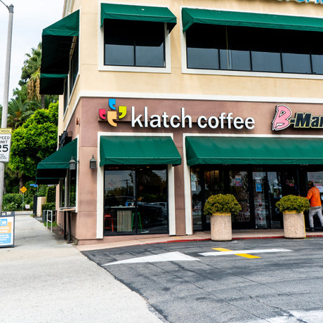 Photograph of Klatch Coffee's Pasadena location.