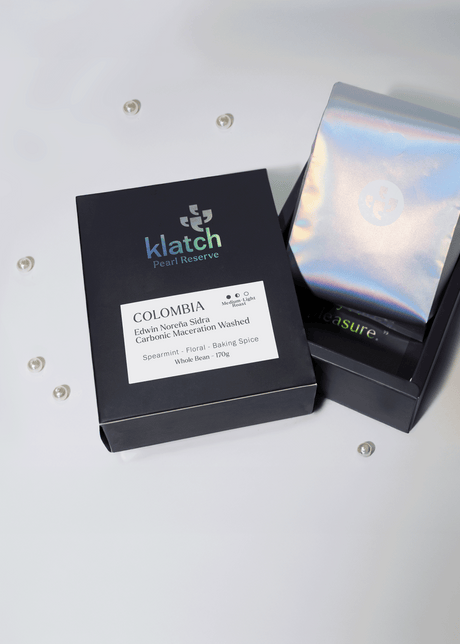 Klatch pearl reserve packaging on a light gray background